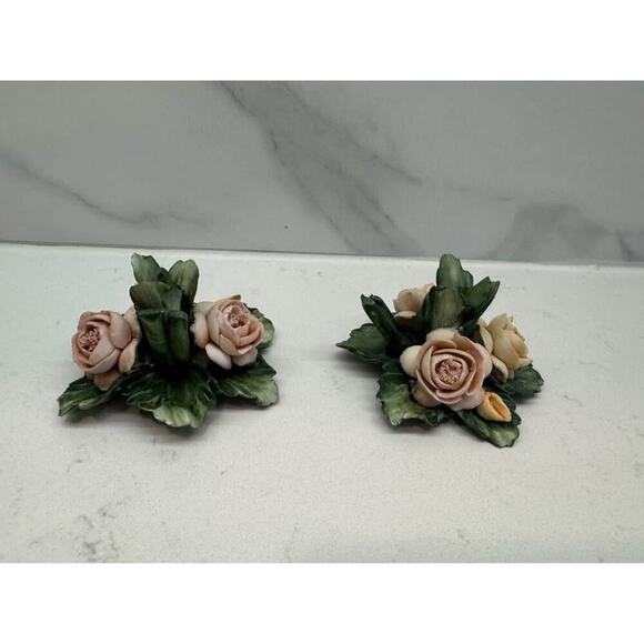 Vintage Capodimonte Porcelain Flower Candleholders - Picture 3 of 7